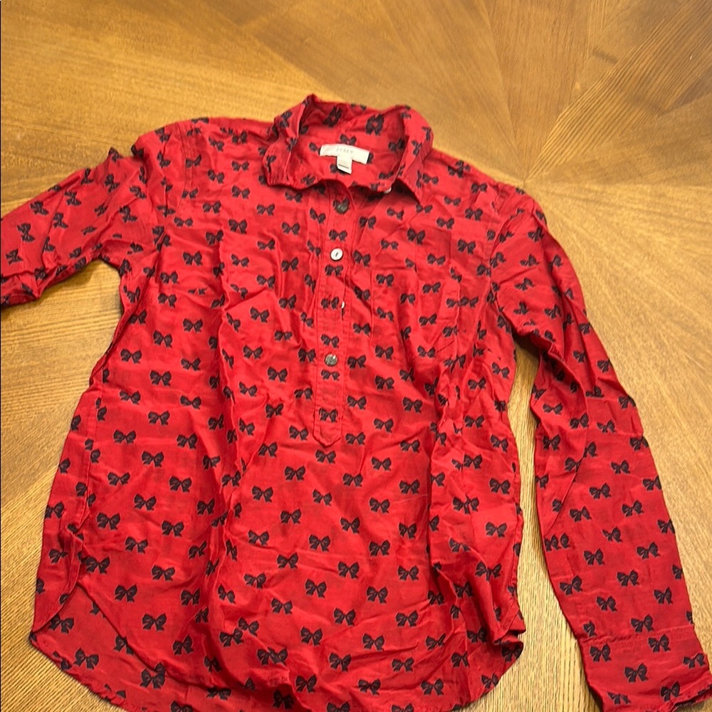 J. Crew Kids Red Bow Print Button Down Shirt
